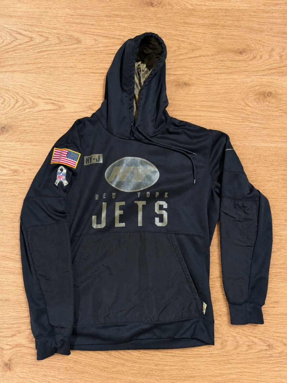 Nike New York Jets Salute to Service Black Hoodie Gold Logo NFL